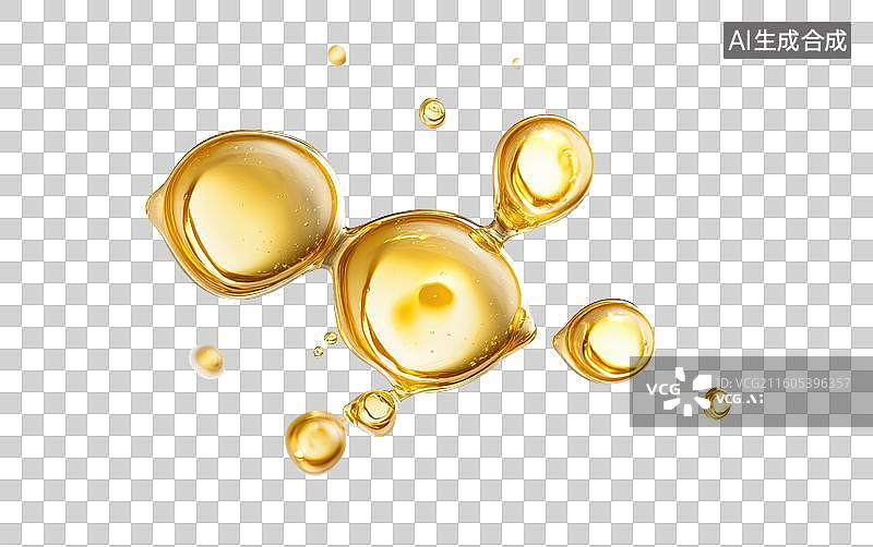 【AI数字艺术】金色液体油滴悬浮图图片素材