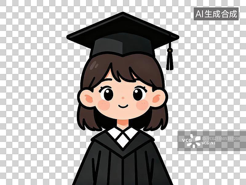 【AI数字艺术】卡通毕业生戴学士帽图片素材