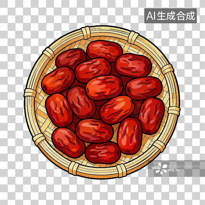 【AI数字艺术】竹筐子里的红枣图片素材