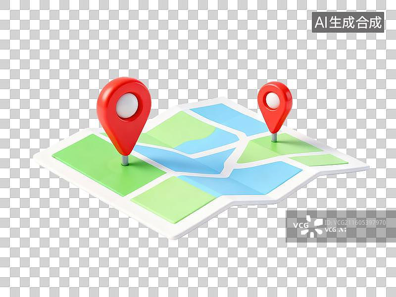 【AI数字艺术】地图上的定位标记图片素材