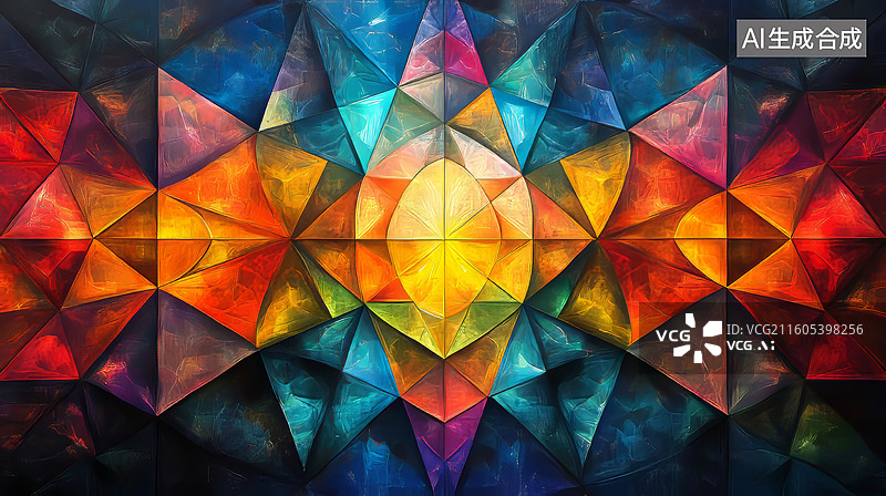 【AI数字艺术】彩色对称拼接图案图片素材