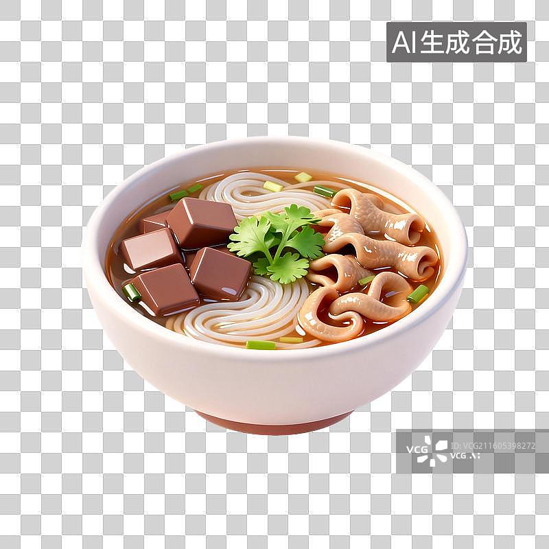 【AI数字艺术】鸭血粉丝汤美食插画元素图片素材