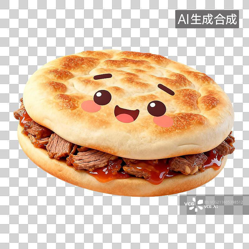 【AI数字艺术】肉夹馍美食插画元素图片素材