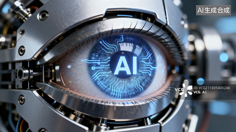 【AI数字艺术】人工智能机械眼融合景象图片素材