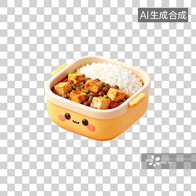 【AI数字艺术】麻婆豆腐便当美食插画元素图片素材