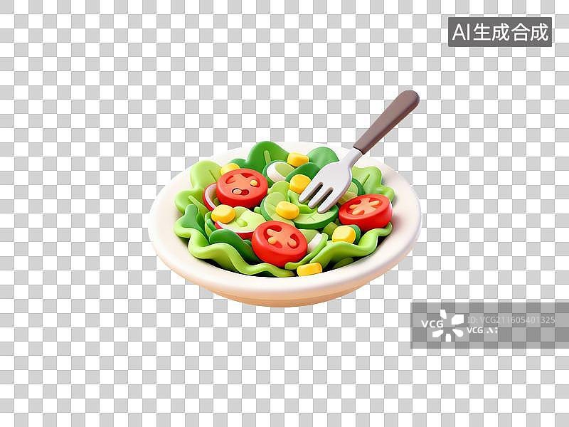 【AI数字艺术】蔬菜沙拉美食插画元素图片素材