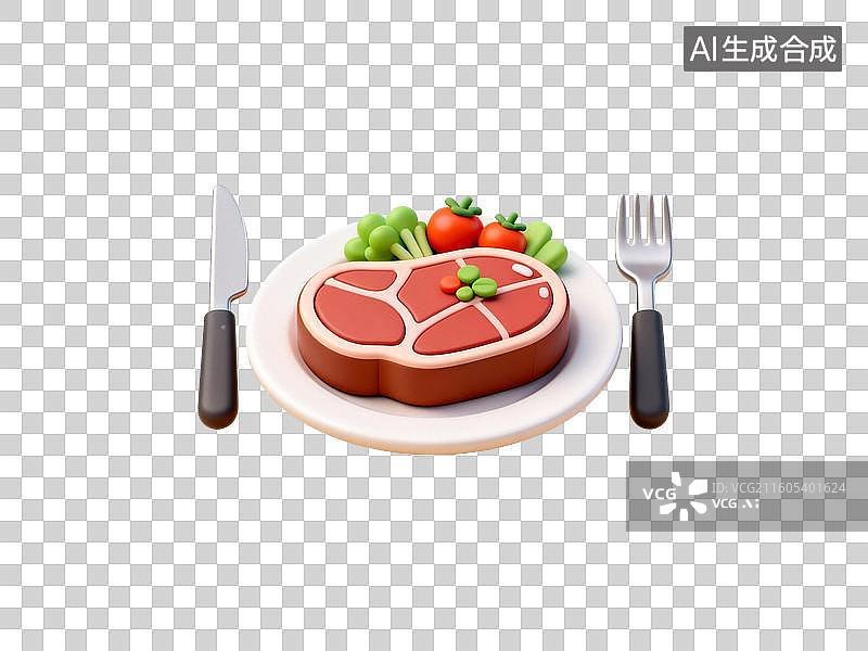 【AI数字艺术】牛排美食插画元素图片素材
