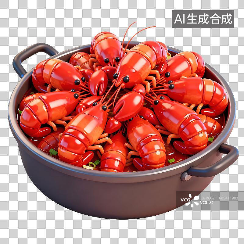 【AI数字艺术】麻辣小龙虾美食插画图片素材