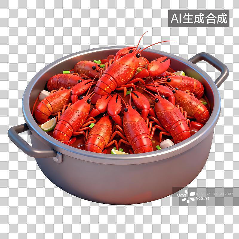 【AI数字艺术】麻辣小龙虾美食插画图片素材