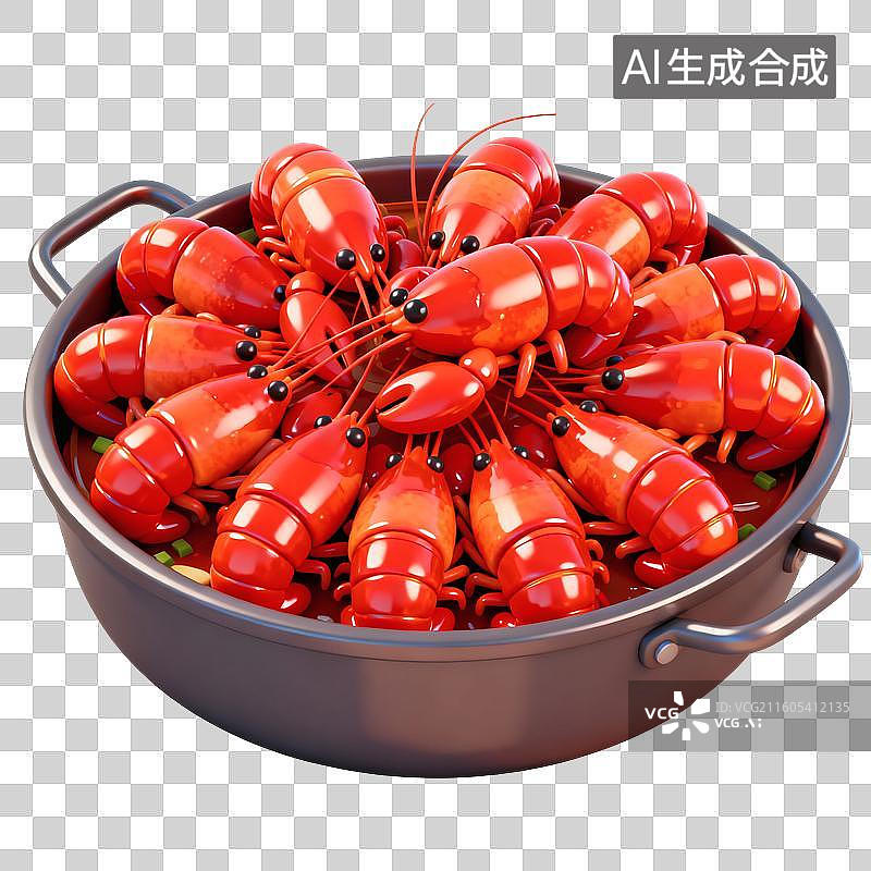 【AI数字艺术】麻辣小龙虾美食插画图片素材