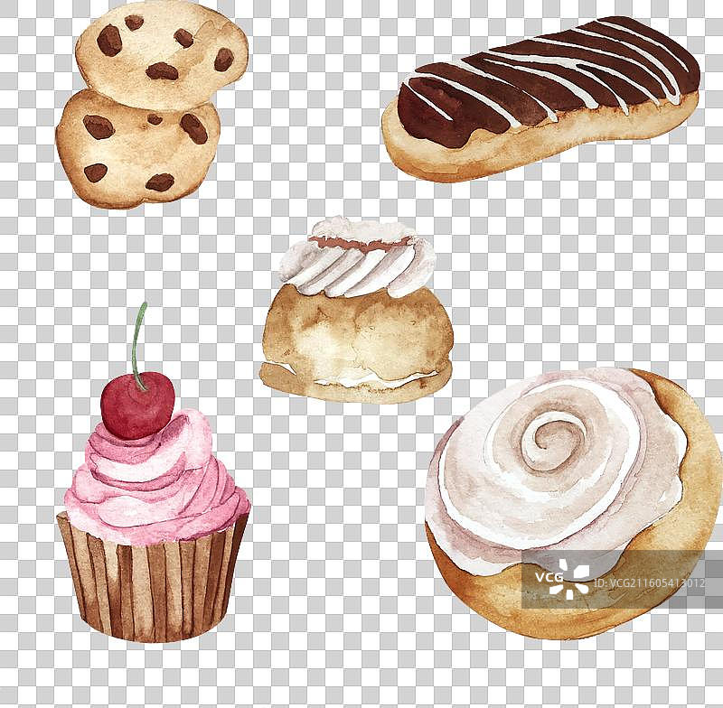 水彩烘焙元素集合图片素材