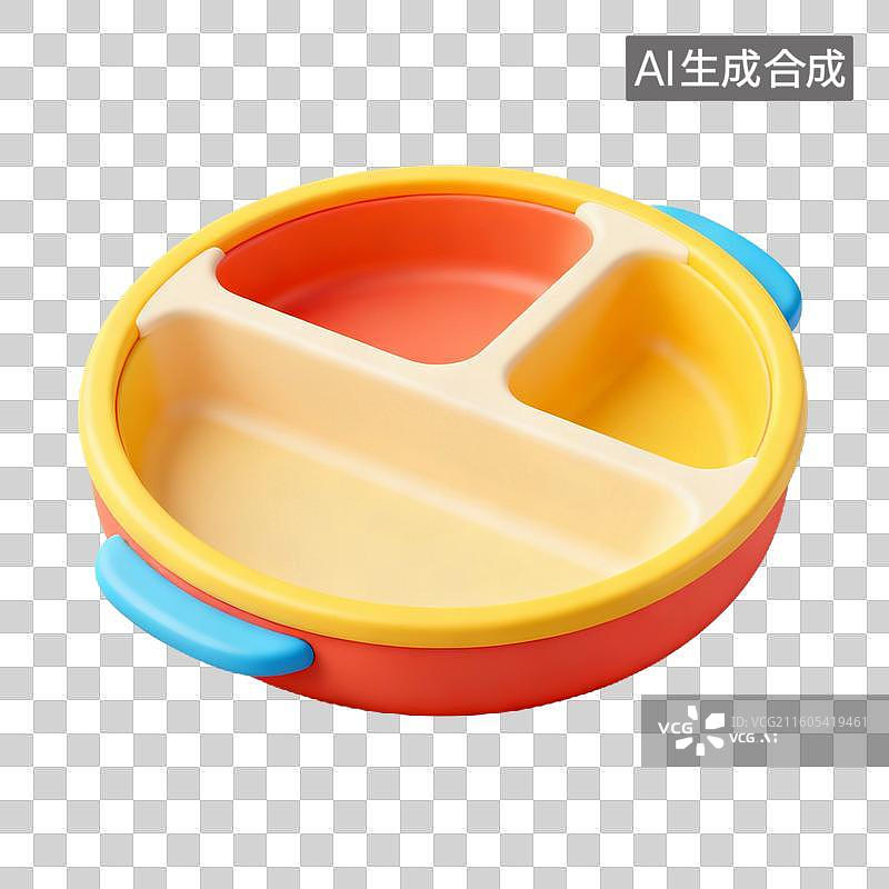 【AI数字艺术】3D拟物风格母婴亲子系列元素餐具碗盘子勺子叉子图片素材