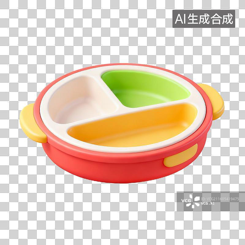 【AI数字艺术】3D拟物风格母婴亲子系列元素餐具碗盘子勺子叉子图片素材