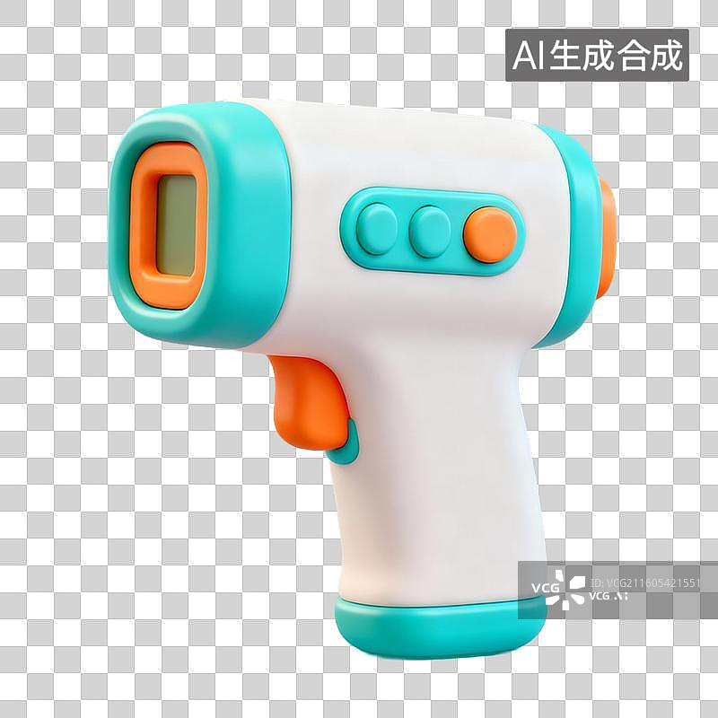 【AI数字艺术】3D拟物风格母婴亲子系列元素体温枪图片素材