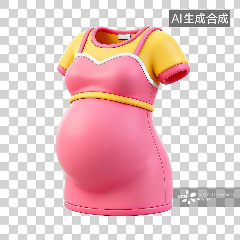 【AI数字艺术】3D拟物风格母婴亲子系列元素孕妇装图片素材