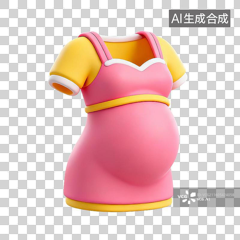 【AI数字艺术】3D拟物风格母婴亲子系列元素孕妇装图片素材