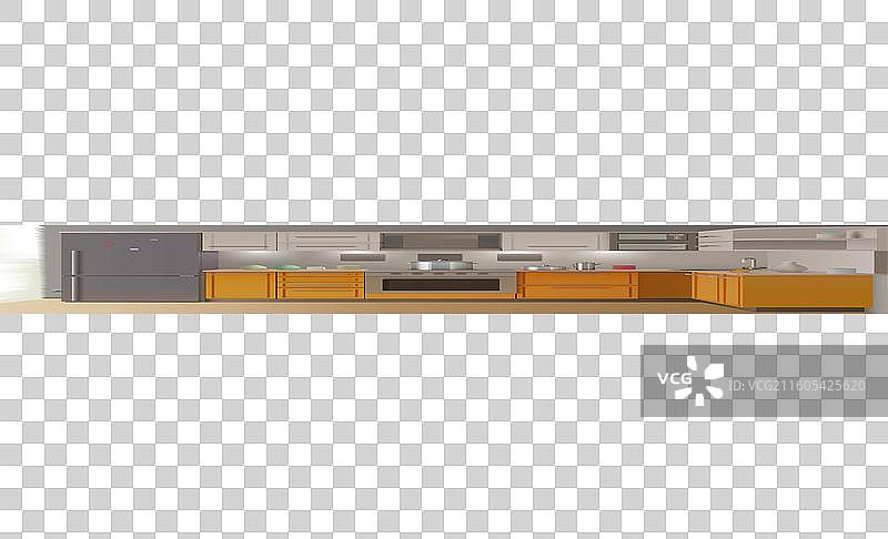 橙色现代厨房内部图片素材