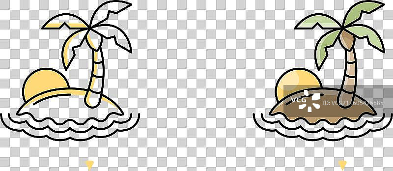 手绘海滩标志模板图片素材