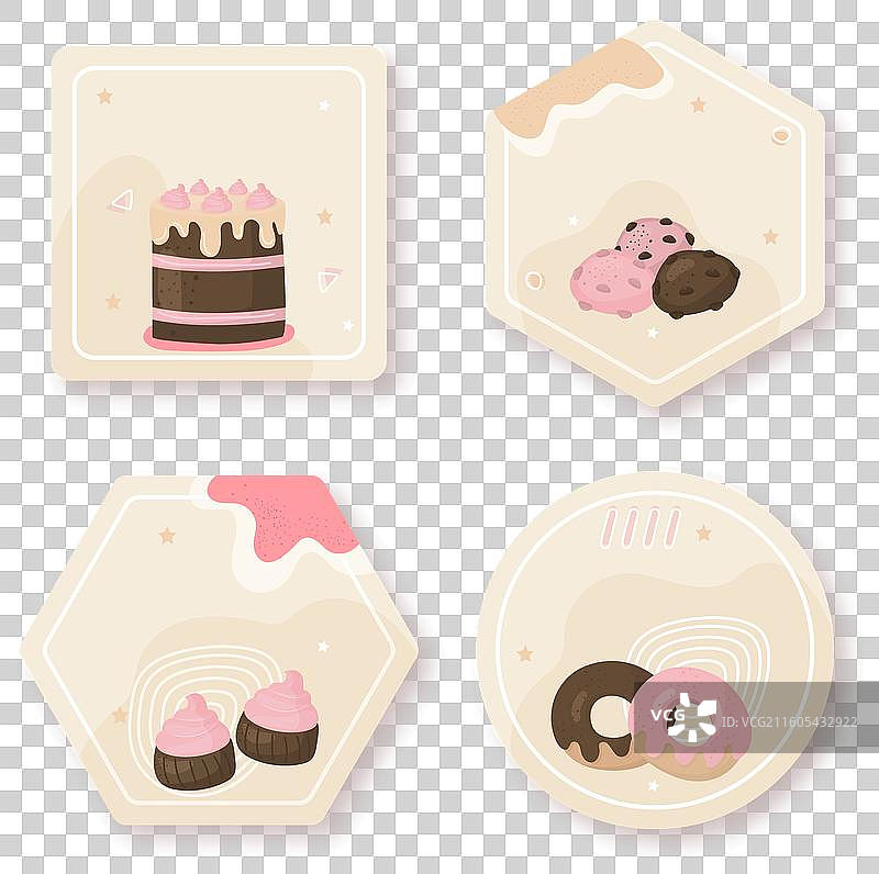 扁平化设计的面包店标签集合图片素材