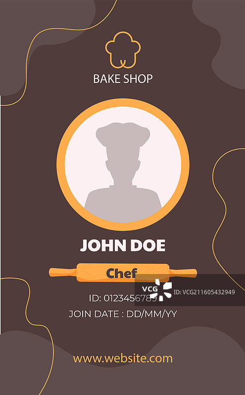 简约烘焙店身份证模板图片素材
