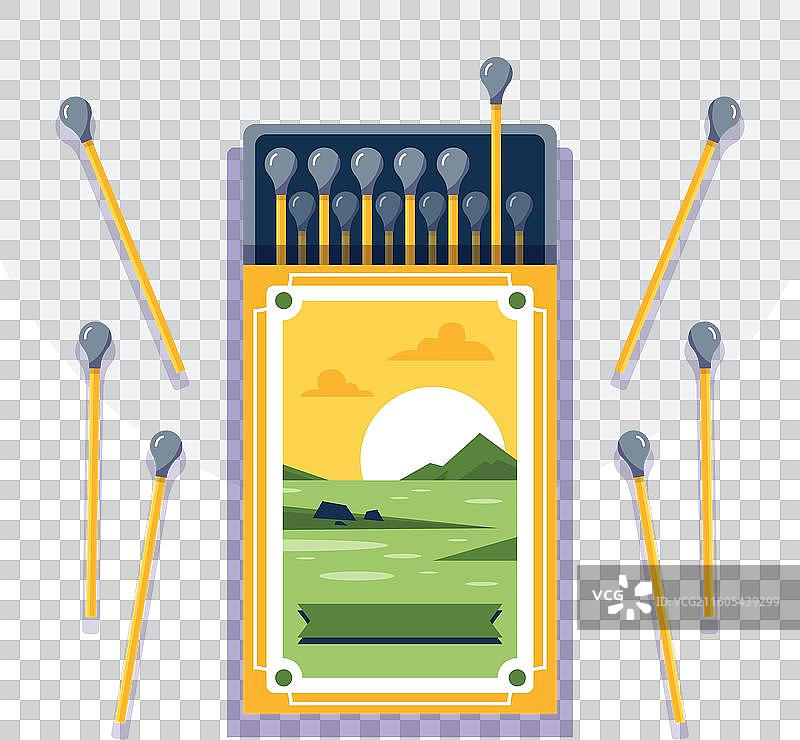 手绘火柴盒图片素材