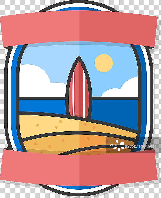 手绘海滩标志模板图片素材