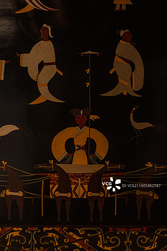 战国 彩绘漆棺 严仓一号墓出土 荆门市博物馆 镇馆之宝 国宝图片素材