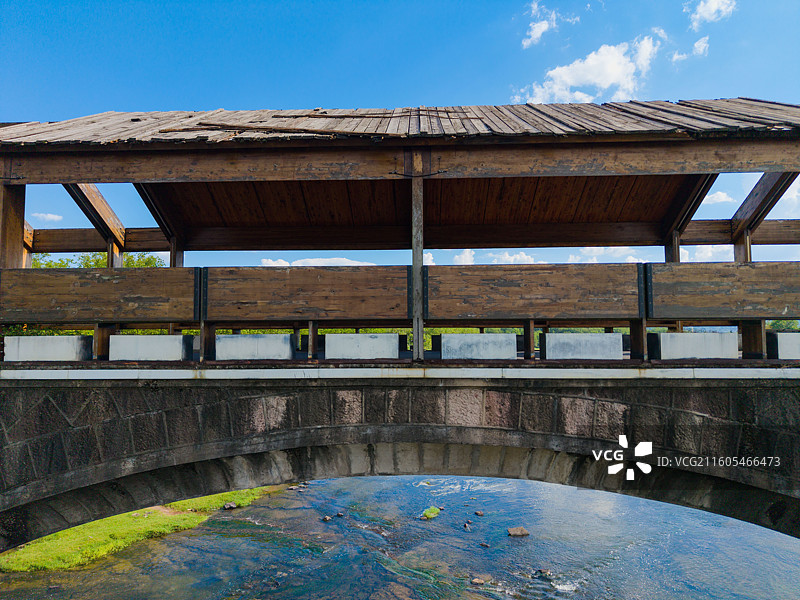 浙江省丽水市，松阳县，松阴溪景区，石门圩廊桥图片素材