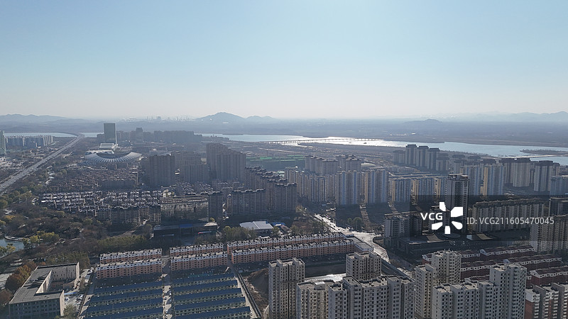 航拍迁安市千亿县城市风光图片素材