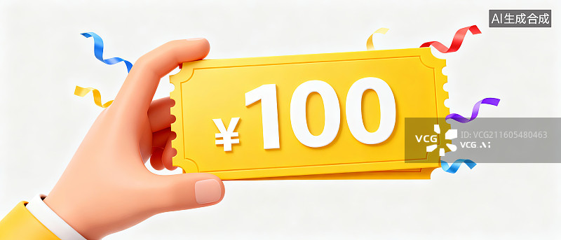 【AI数字艺术】手持百元票券庆祝场景图片素材