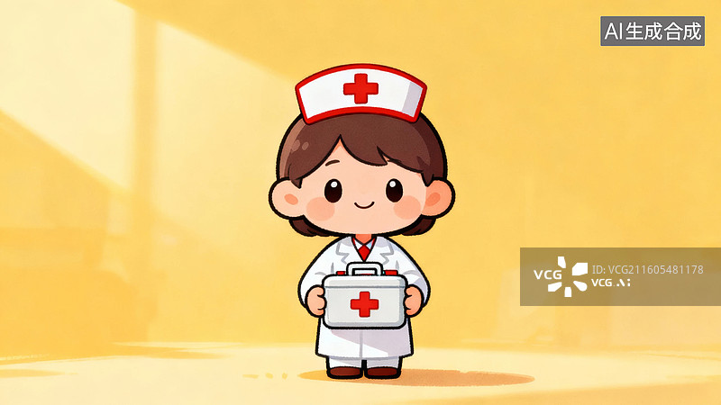 【AI数字艺术】卡通护士手持医疗箱图片素材