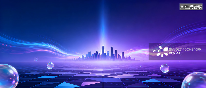 【AI数字艺术】未来都市夜景光影科技感场景图片素材