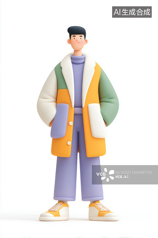 【AI数字艺术】穿着彩色外套的卡通人物图片素材