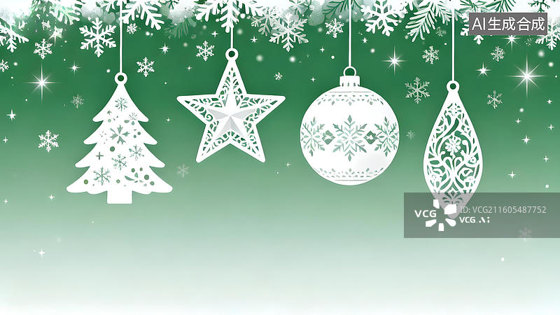 【AI数字艺术】白色圣诞装饰挂件背景图片素材
