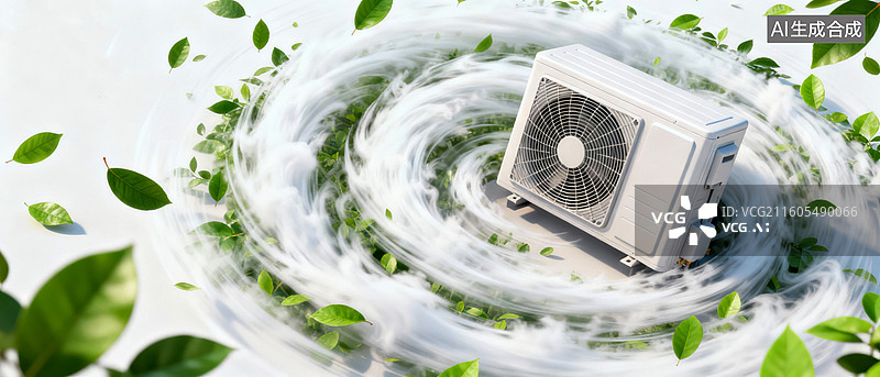 【AI数字艺术】空调清新风绿植送风场景图片素材