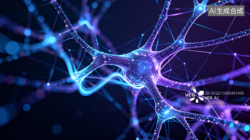 【AI数字艺术】紫色调神经网络结构特写图片素材