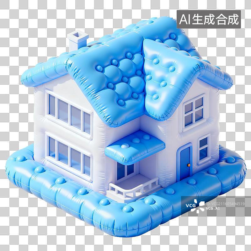 【AI数字艺术】充气房子建筑插画图片素材
