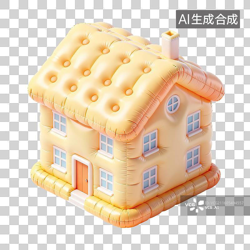 【AI数字艺术】充气房子建筑插画图片素材