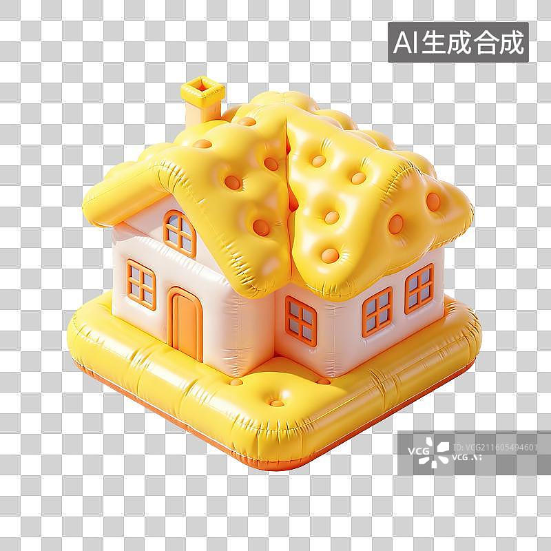 【AI数字艺术】充气房子建筑插画图片素材