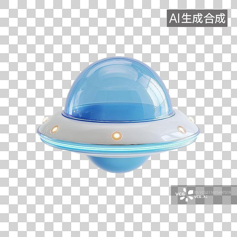 【AI数字艺术】蓝白UFO 3D图标图片素材