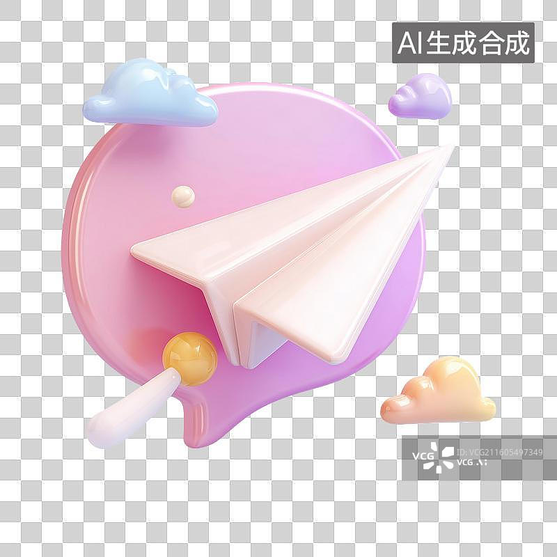 【AI数字艺术】纸飞机消息3D图标图片素材