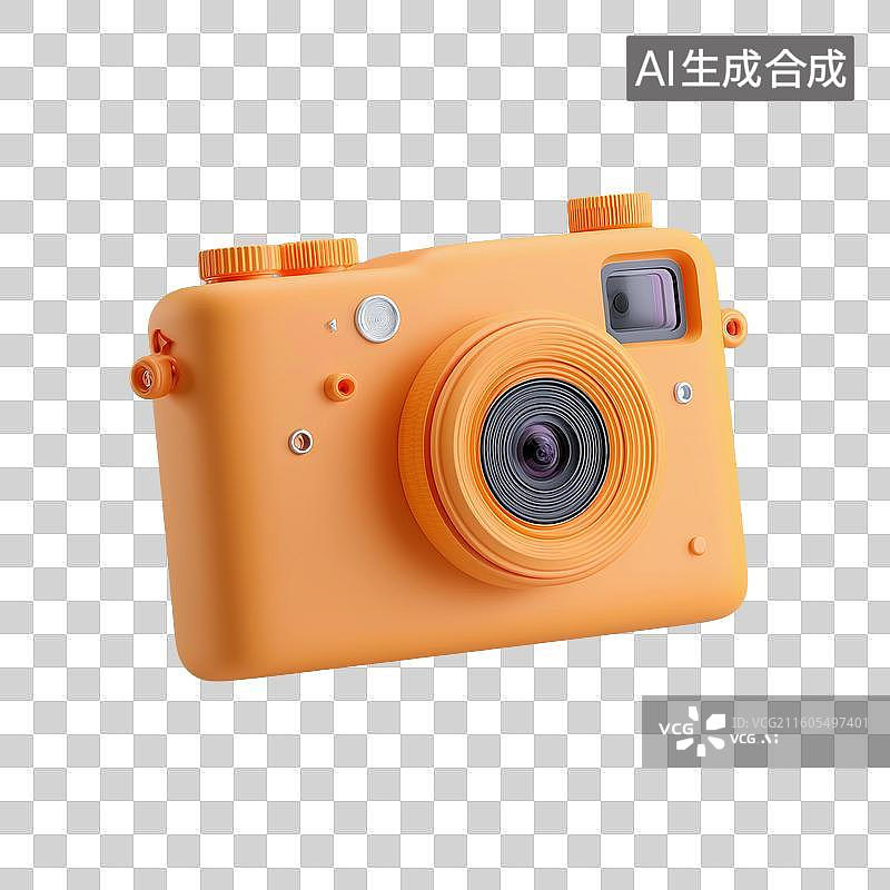 【AI数字艺术】橙色相机3D图标图片素材