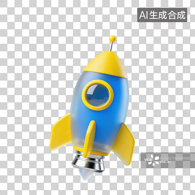 【AI数字艺术】3D磨砂玻璃材质科技科幻主题航天火箭元素图片素材