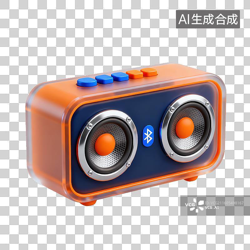 【AI数字艺术】3D磨砂玻璃材质科技科幻主题便携式蓝牙音箱元素图片素材
