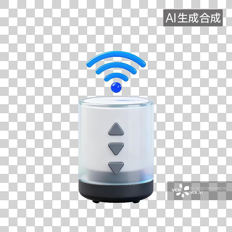 【AI数字艺术】3D磨砂玻璃材质科技科幻主题便携式蓝牙音箱元素图片素材