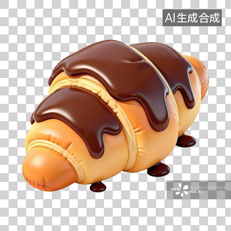【AI数字艺术】巧克力酱牛角包插画图片素材