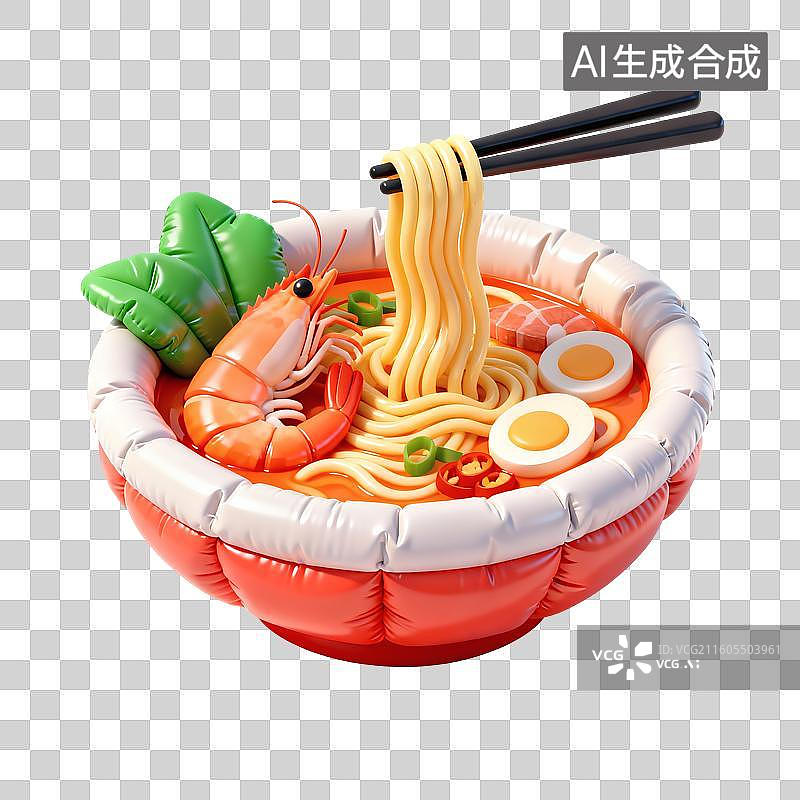 【AI数字艺术】冬阴功海鲜拉面食物插画图片素材