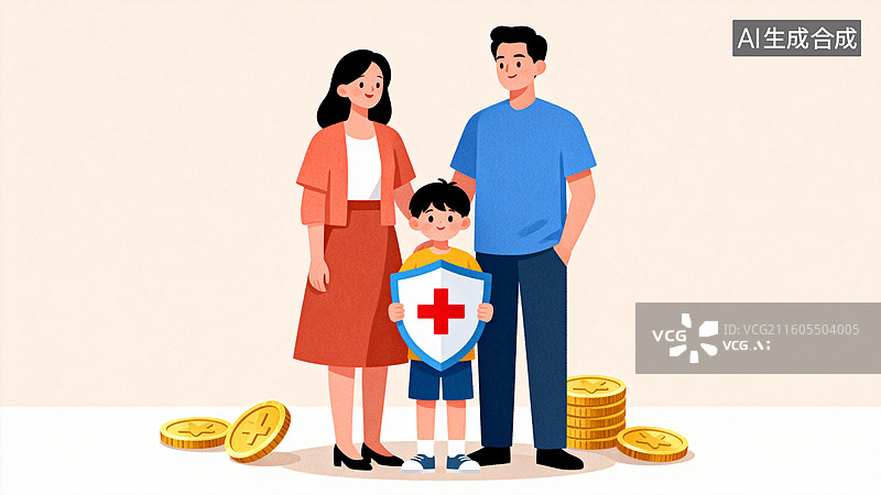 【AI数字艺术】儿童生病看病插画图片素材