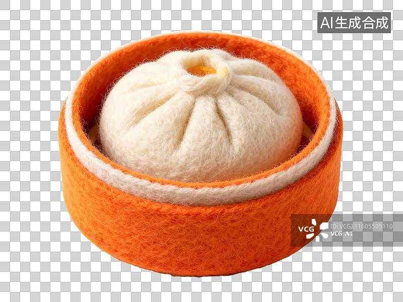 【AI数字艺术】3D卡通毛毡中式菜肴汤包图片素材