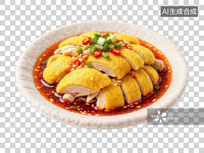 【AI数字艺术】3D卡通毛毡中式美食口水鸡图片素材